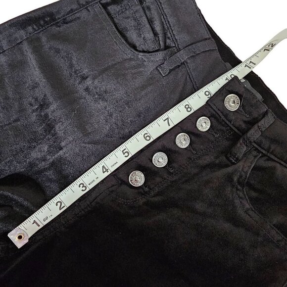 7 For All Mankind High-Waist Skinny Velvet Pants Button Fly Black Women Size 25 - Picture 15 of 16